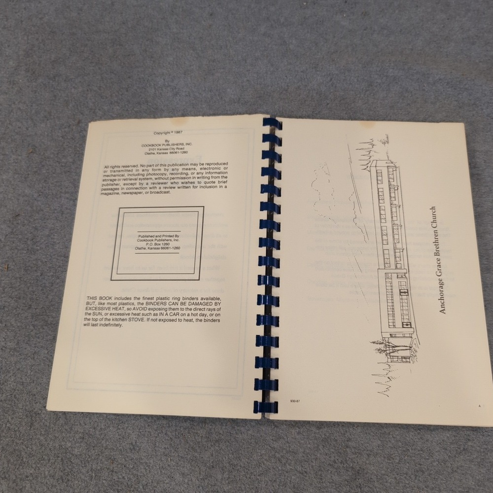 A Recipe Sampler Anchorage Grace Brethren Church Cookbook 1987 Alaska Vintage - Picture 2 of 2